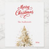 Sneeuwwitje rood kerstscript wijn etiket (Enkel label)