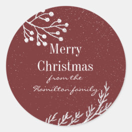 Sneeuwwitje takken kleur bewerkbaar ronde sticker