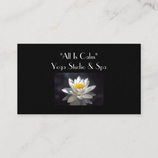 SNEEUWWITJE VOLLEDIG GEOPEND LOTUS BLOSSOM OP ZWAR VISITEKAARTJE (Voorkant)