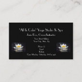 SNEEUWWITJE VOLLEDIG GEOPEND LOTUS BLOSSOM OP ZWAR VISITEKAARTJE (Achterkant)