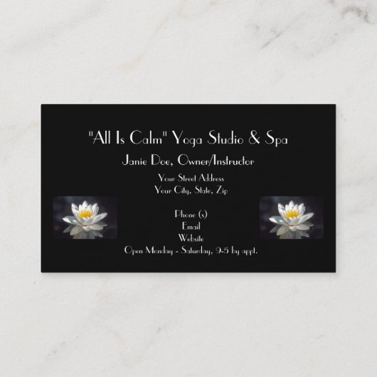 SNEEUWWITJE VOLLEDIG GEOPEND LOTUS BLOSSOM OP ZWAR VISITEKAARTJE (Achterkant)