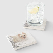 Sneeuwwitje Westie Dog Photo Stone Onderzetter (Zijkant)