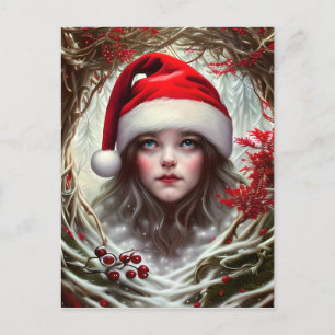 Sneeuwwitje Whimsical Fantasy Santa Portret Briefkaart