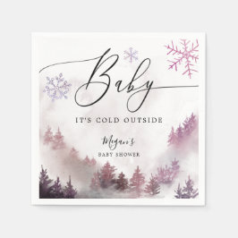 Sneeuwwitje Winter Baby shower Roze Sneeuwvlokken Servet