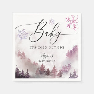Sneeuwwitje Winter Baby shower Roze Sneeuwvlokken Servet