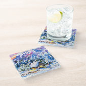 Sneeuwwitje Winter Bergkant Gezellige Kerstmis Glazen Onderzetter (Schuin)