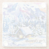 Sneeuwwitje Winter Bergkant Gezellige Kerstmis Glazen Onderzetter (Achterkant)