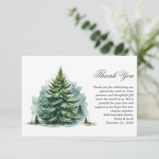 Sneeuwwitje Winter Bos Bruiloft Bedankkaart (Staand voorkant)