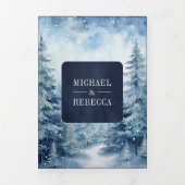 Sneeuwwitje Winter Bos Fotocollage Marine bruiloft Drieluik Uitnodiging (Cover)