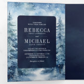 Sneeuwwitje Winter Bos Fotocollage Marine bruiloft Drieluik Uitnodiging (Binnenzijde eerst)