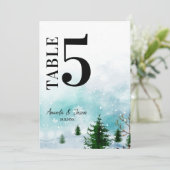Sneeuwwitje Winter Magisch Blauw Huwelijk Tafelnum Bedankkaart (Staand voorkant)