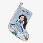 Sneeuwwitje Winter Zwart Haired Prinses Kleine Kerstsok (Voorkant (Hangend))