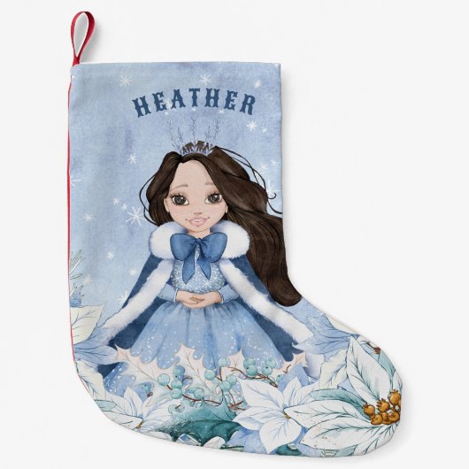 Sneeuwwitje Winter Zwart Haired Prinses Kleine Kerstsok (Voorkant)