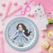 Sneeuwwitje Winter Zwart Haired Prinses Verjaardag Papieren Bordje (Feest)