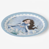 Sneeuwwitje Winter Zwart Haired Prinses Verjaardag Papieren Bordje (Gekanteld)