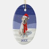 Sneeuwwitlabrador Retriever Santa Hat & Scarf Keramisch Ornament (Rechts)