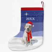Sneeuwwitlabrador Retriever Santa Hat & Scarf Kleine Kerstsok (Achterkant)