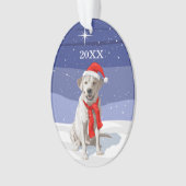 Sneeuwwitlabrador Retriever Santa Hat & Scarf Ornament (voorkant)