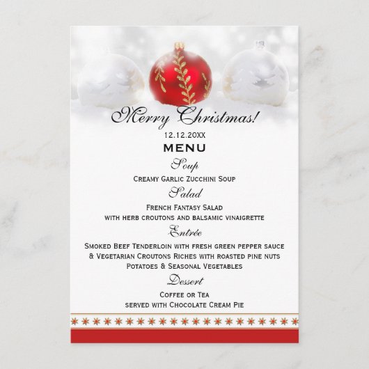 Sneeuwwitrood Kerstmis menu Sjabloon Kaart (Voorkant)