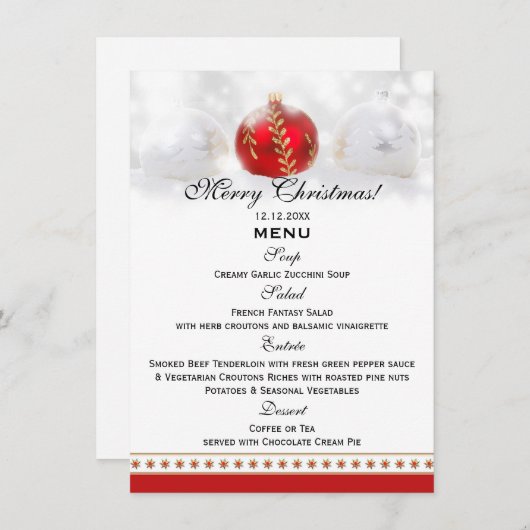 Sneeuwwitrood Kerstmis menu Sjabloon Kaart (Voorkant / Achterkant)