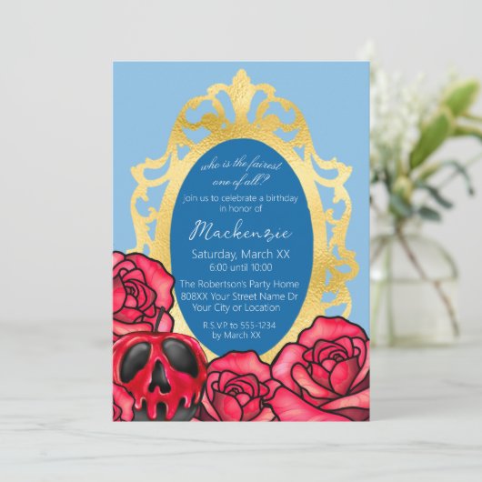 Sneeuwwitspiegel Lichtblauw & Rood Gifappel Kaart (Staand voorkant)