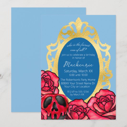 Sneeuwwitspiegel Lichtblauw & Rood Gifappel Kaart (Voorkant / Achterkant)