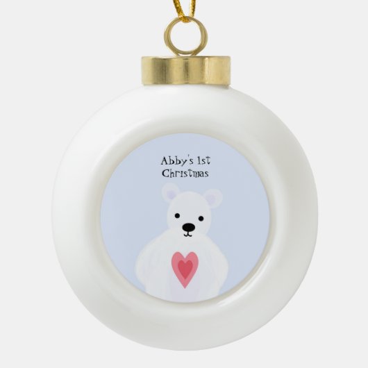 Sneeuwwitte Beer Keramische Bal Ornament (Voorkant)