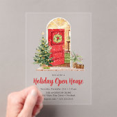 Sneeuwwitte Rode Deur Kerst Open Huis Acryl Uitnodigingen (Insitu (Draagbaar))