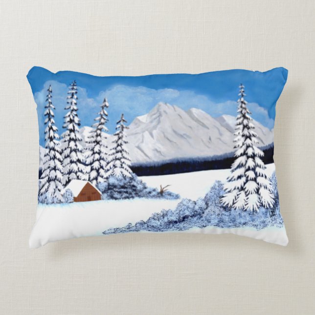 Sneeuwwitte Winter Heldere Accentkussen Accent Kussen (Voorkant)