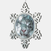 Sneeuwwittijger Tin Sneeuwvlok Ornament (Rechts)