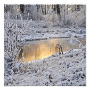 Sneeuwwitwinterlandschap met licht foto afdruk