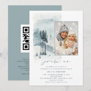 Sneeuwwoud Foto komt bij ons QR Evening Party Wedd Kaart