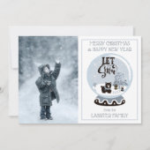 Sneeuwwoud met Wereldbollen kerst laat het sneeuwe Feestdagenkaart (Voorkant)