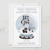 Sneeuwwoud met Wereldbollen kerst laat het sneeuwe Feestdagenkaart (Voorkant)