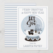 Sneeuwwoud met Wereldbollen kerst laat het sneeuwe Feestdagenkaart (Voorkant / Achterkant)