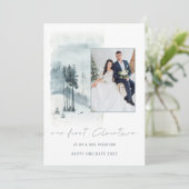 Sneeuwwoud Weddenschap Foto 1st gehuwd kerstfeest (Staand voorkant)