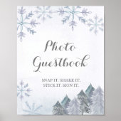 Sneeuwwy forest Waterverf Foto Guestbook-teken Poster (Voorkant)