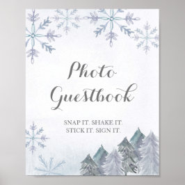Sneeuwwy forest Waterverf Foto Guestbook-teken Poster