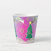Sneeuwy Paarse Bronze kerstboomscène Latte Mok (Voorkant)