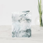 Sneeuwy Winter White Arctic Fox in the Wild Feestdagen Kaart (Voorkant)