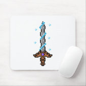 Sneeuwzwaard Pixel Art – Retro Ice Blade Design Muismat (Met muis)