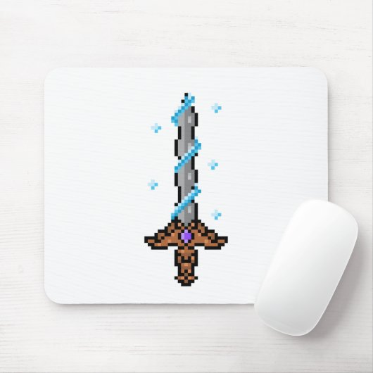 Sneeuwzwaard Pixel Art – Retro Ice Blade Design Muismat (Met muis)