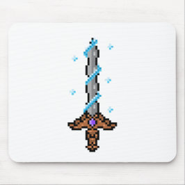 Sneeuwzwaard Pixel Art – Retro Ice Blade Design Muismat