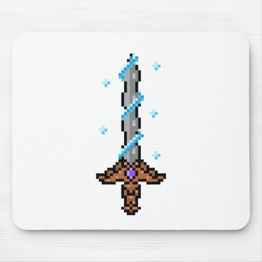 Sneeuwzwaard Pixel Art – Retro Ice Blade Design Muismat (Voorkant)