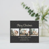 Sneeuwzwart Vrolijk Kerstmis Foto Feestdagenkaart (Staand voorkant)