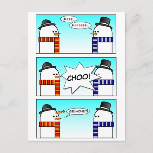 Sneezing Snowman Briefkaart (Voorkant)