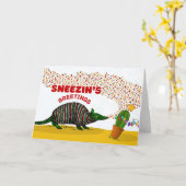 Sneezin's Season's Groeten met Armadillo Kaart (Gele Bloem)