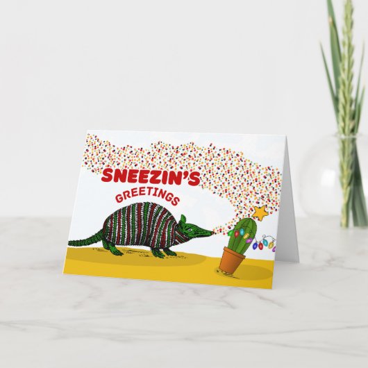 Sneezin's Season's Groeten met Armadillo Kaart (Voorkant)