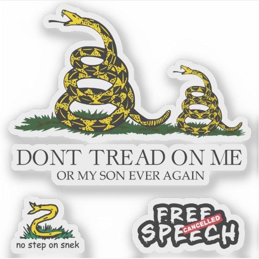 Snekright gadsden vlag parodie memes x6 sticker (Voorkant)