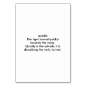 Snel adverteren, tijger thema lezing flashcards kaart (Achterkant)